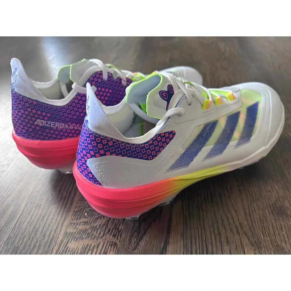 Adidas Adizero Impact TPU Baseball Cleats Mens 7.5 White Pink Yellow IH3477